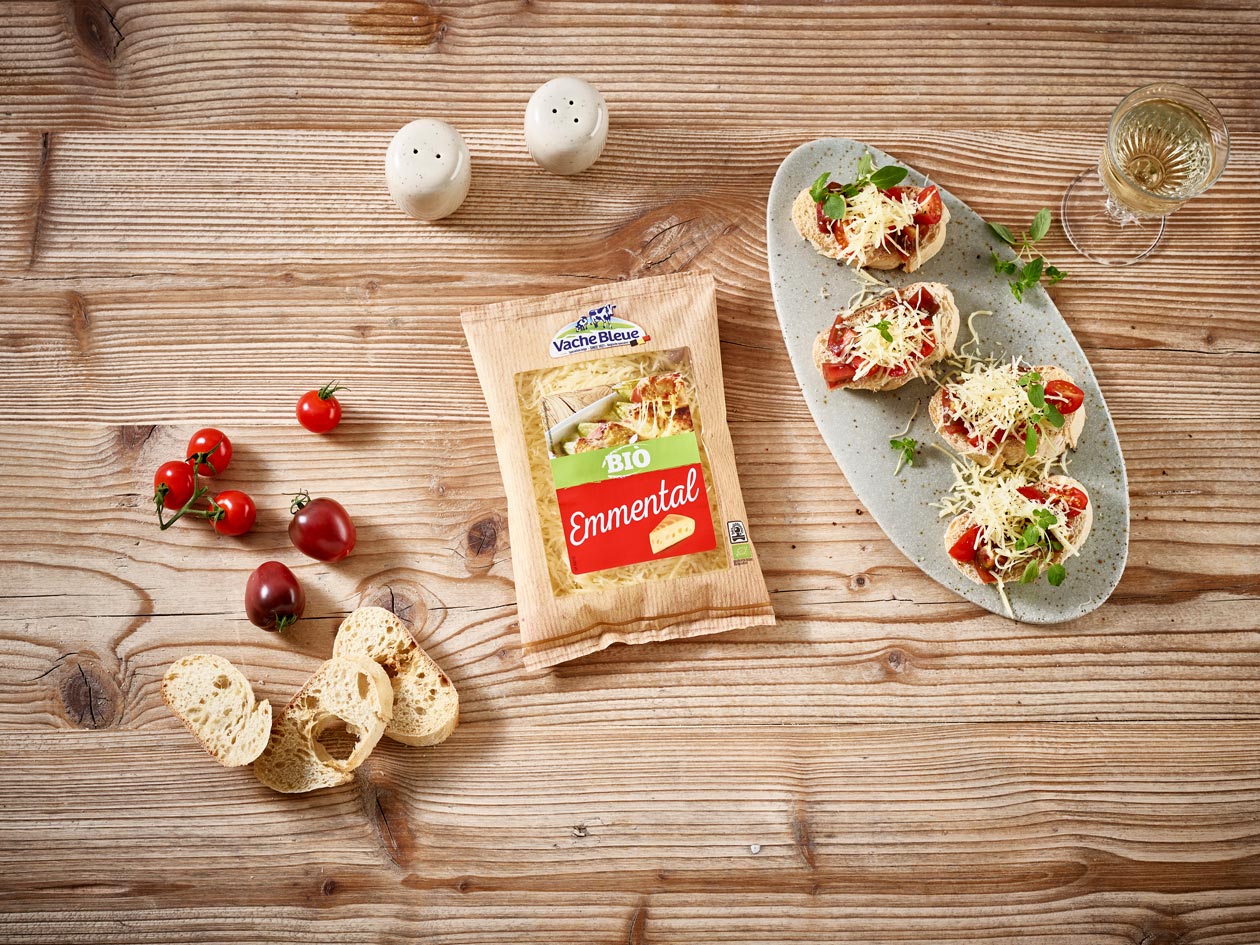 Packshot Emmental bio râpé