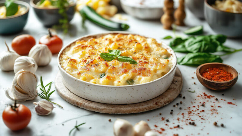 Mac & Cheese met courgette en spinazie