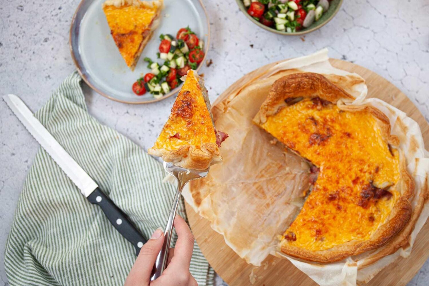 Witloof quiche met spekjes of zalm
