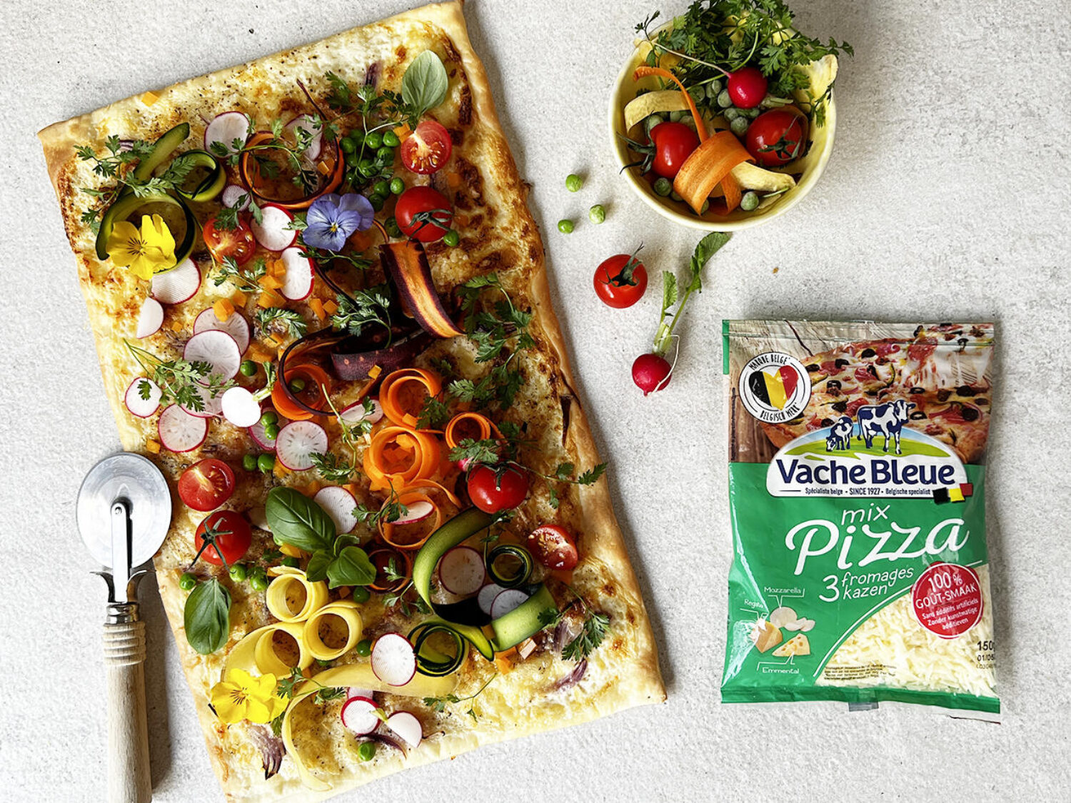 Pizza met krokante groentjes