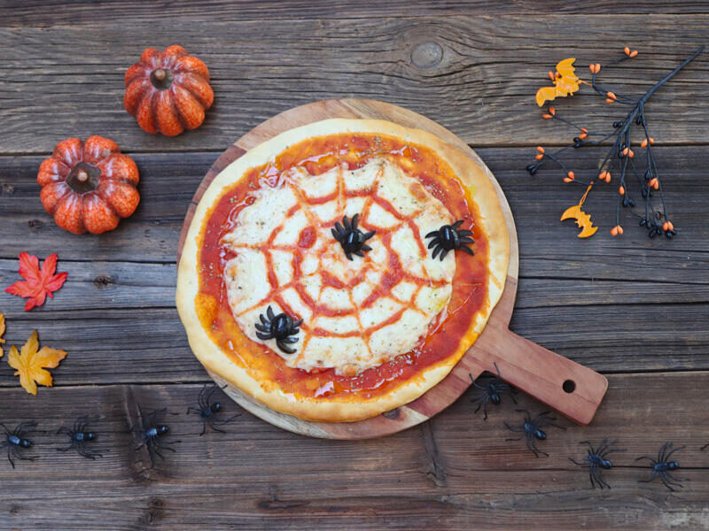 Spinnenweb-pizza (Halloween)