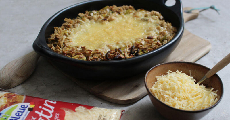 Crozets gratinés aux poireaux