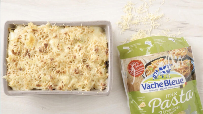 Gegratineerde tagliatelle en prei
