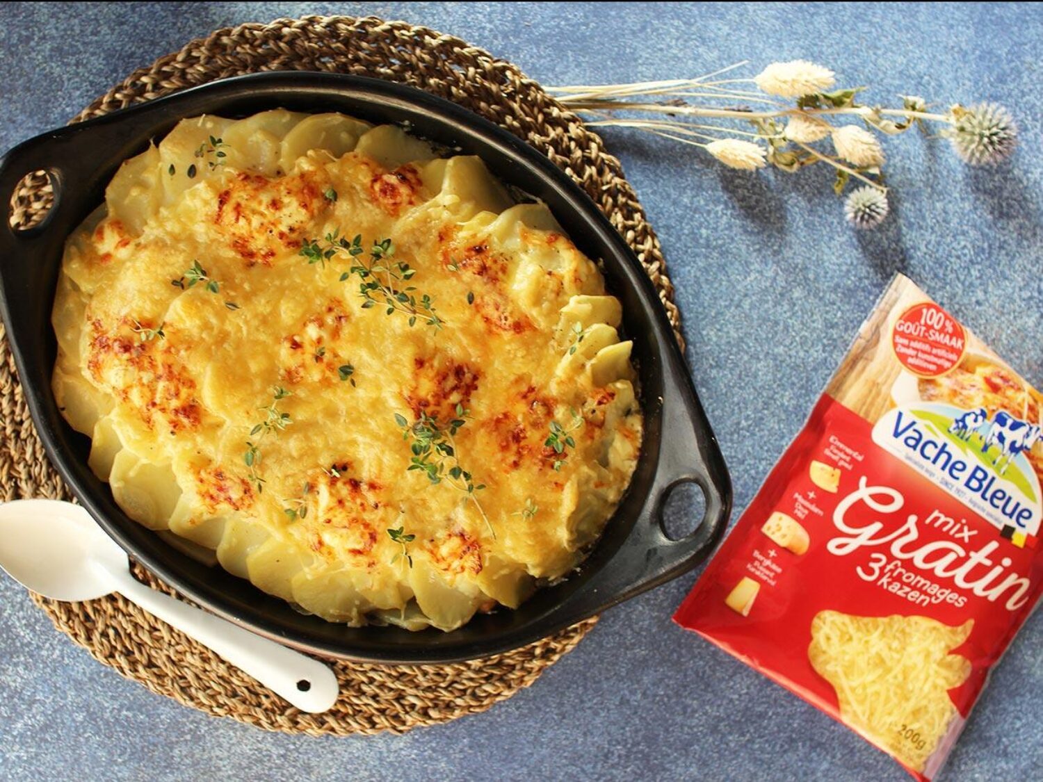 Aardappelgratin met zalm & spinazie